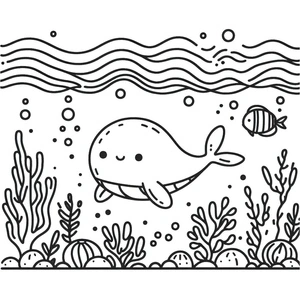 Ocean Scene Coloring Page for Kids Coloring Page