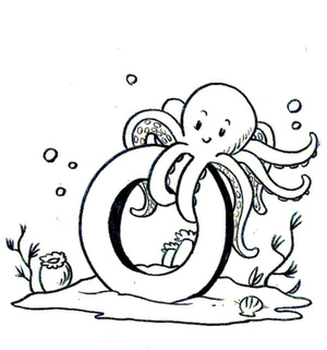 Happy Octopus Featuring the Letter O Coloring Page