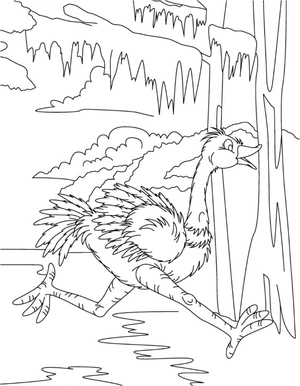 Majestic Ostrich in Motion Coloring Page