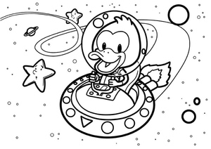 Adorable Duckling in Outer Space