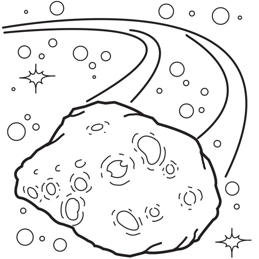 Outer Space Asteroid Coloring Page