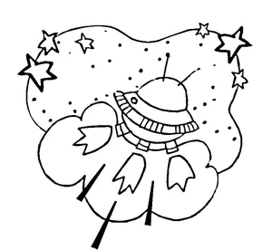 Outer Space UFO Coloring Page