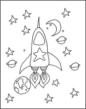 Space-themed coloring page