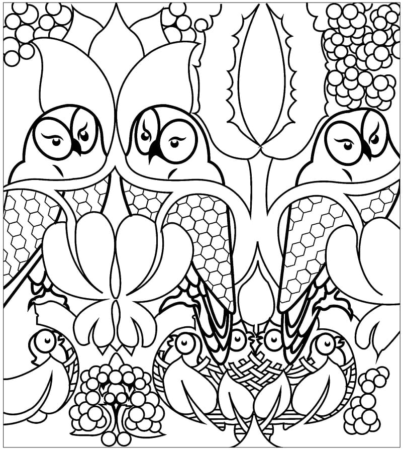 Lovely Owls Coloring Page