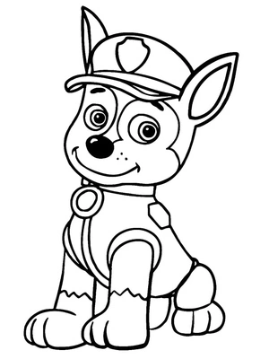 Adorable Chase from Paw Patrol Coloring Page