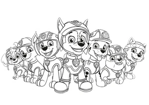 All Characters from Paw Patrol Coloring Page