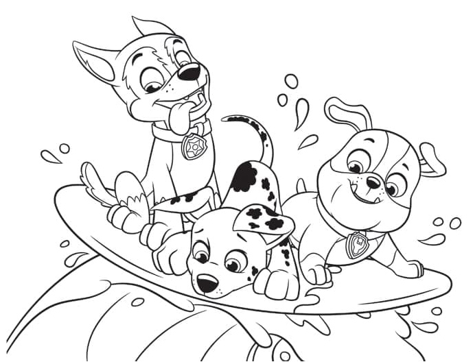 Chase, Marshall, and Rubble Coloring Page