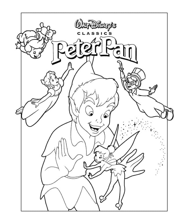 Characters from Peter Pan Coloring Page