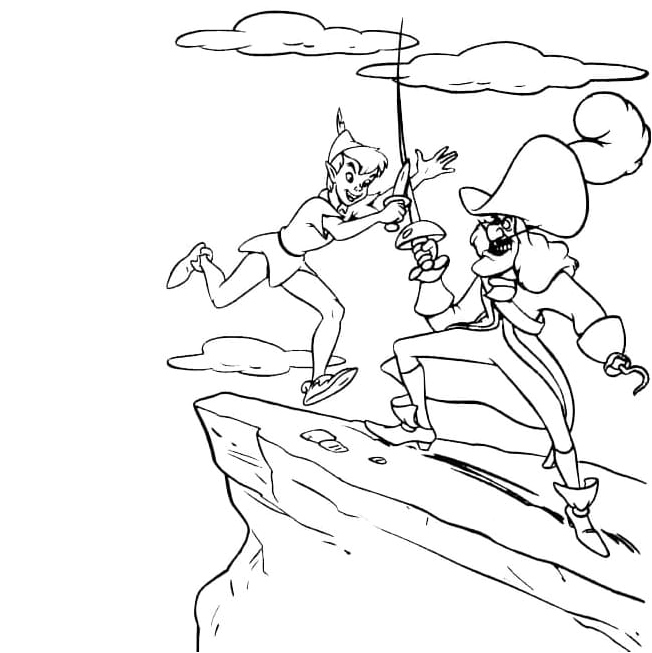 Peter Pan Battles Captain Hook Coloring Page
