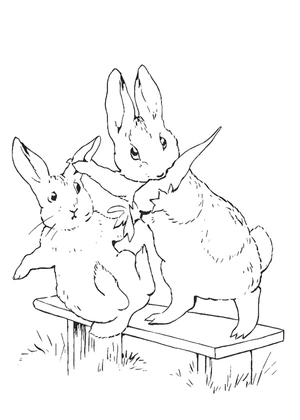 Peter Rabbit enjoying a Carrot Coloring Page