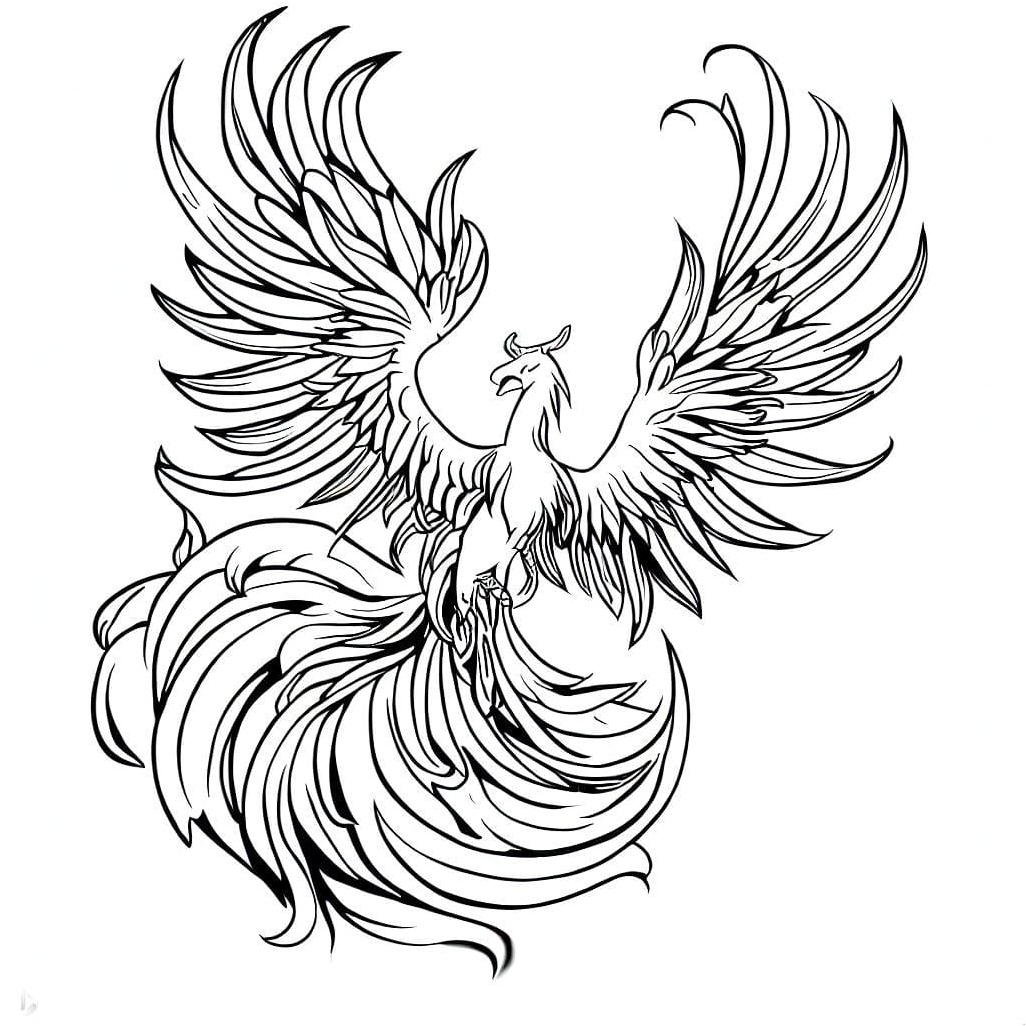 Drawing of a Phoenix Coloring Page