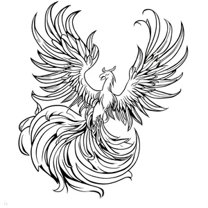 Drawing of a Phoenix Coloring Page