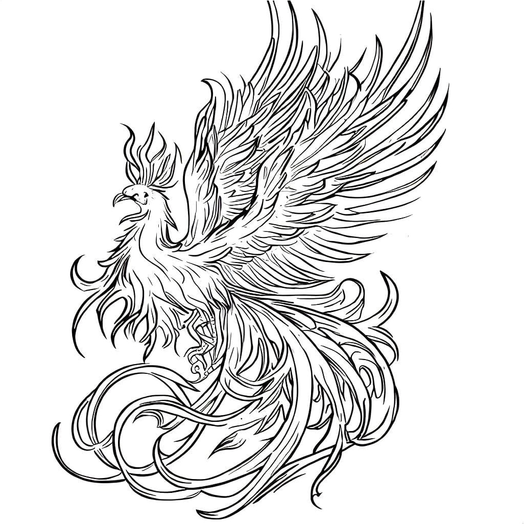 Firebird Illustration Coloring Page