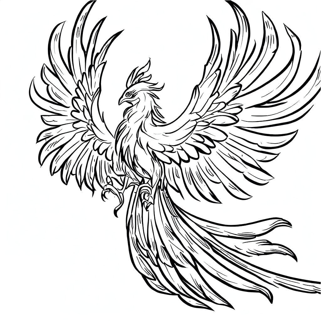 Mythical Phoenix Coloring Page