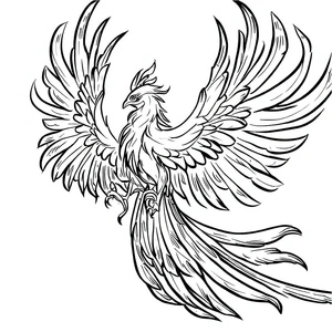 Mythical Phoenix Coloring Page