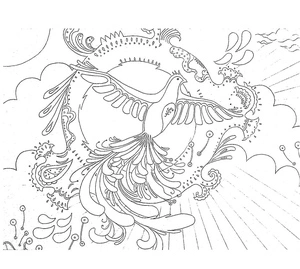 Phoenix Fantasy Flying in the Sky Coloring Page