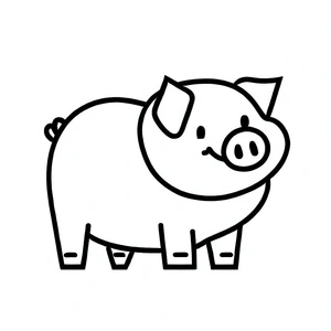Adorable Grinning Piggy Coloring Page