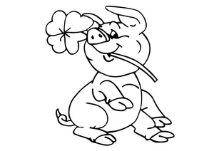 Adorable Pig with a Four-Leaf Clover