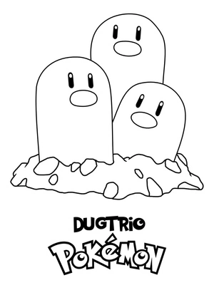 Pokemon Dugtrio Coloring Page