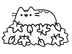 Pusheen with Autumn Leaves