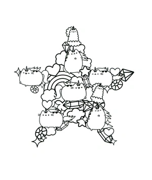 Star Pusheen Coloring Page