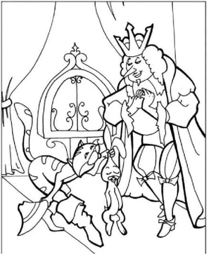 Puss in Boots Presents a Hare to the King Coloring Page