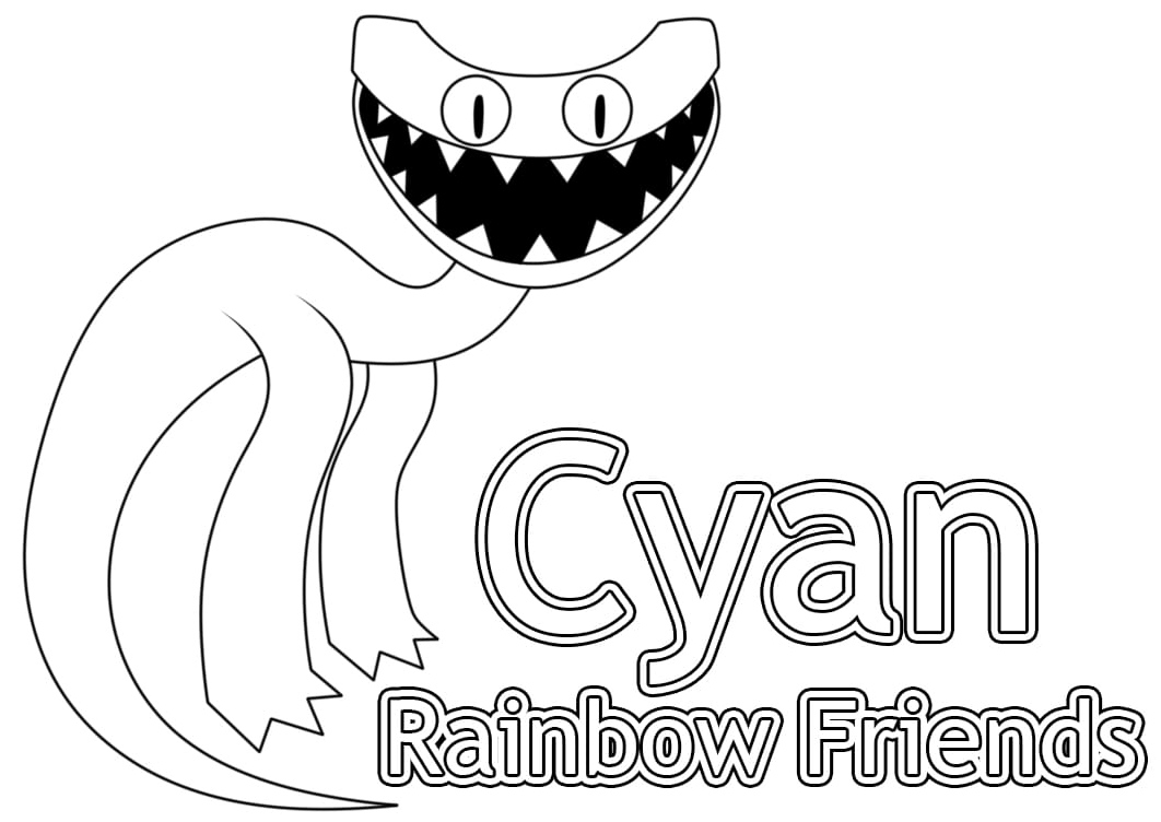 Free Friends of the Cyan Rainbow Coloring Page