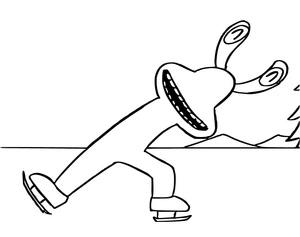 Ice Skating Fun with Pink Rainbow Friends Coloring Page