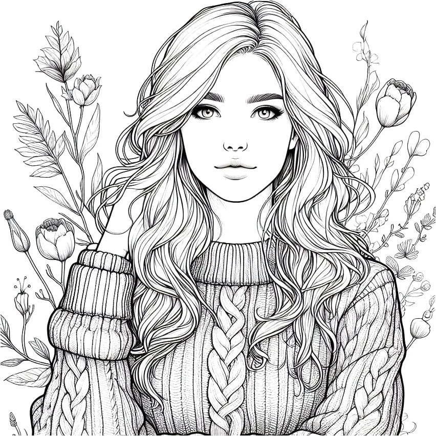 A Beautiful, Lifelike Girl Coloring Page