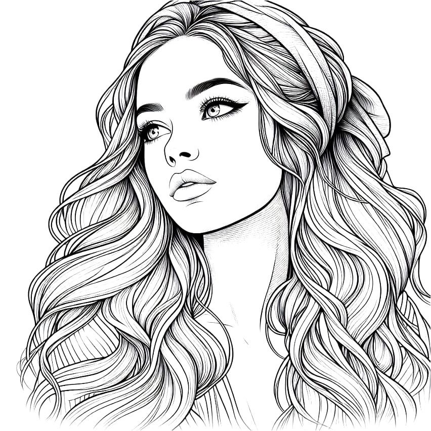 Free Realistic Girl Coloring Page Coloring Page