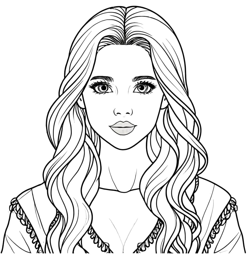 Printable coloring page of a Realistic Girl Coloring Page