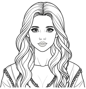 Printable coloring page of a Realistic Girl