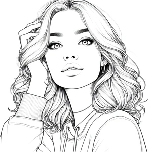Realistic Girl with Amazing Features Coloring Page