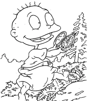 Tommy Discovers a Timepiece Coloring Page