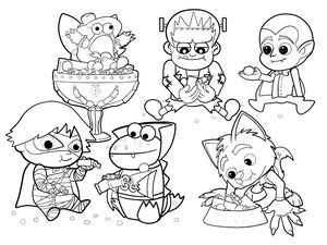 Halloween in Ryan's World Coloring Page