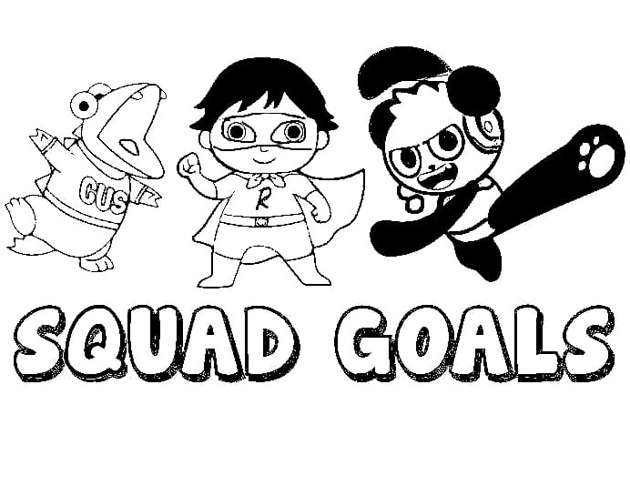 Squad Goals in Ryan's World Coloring Page