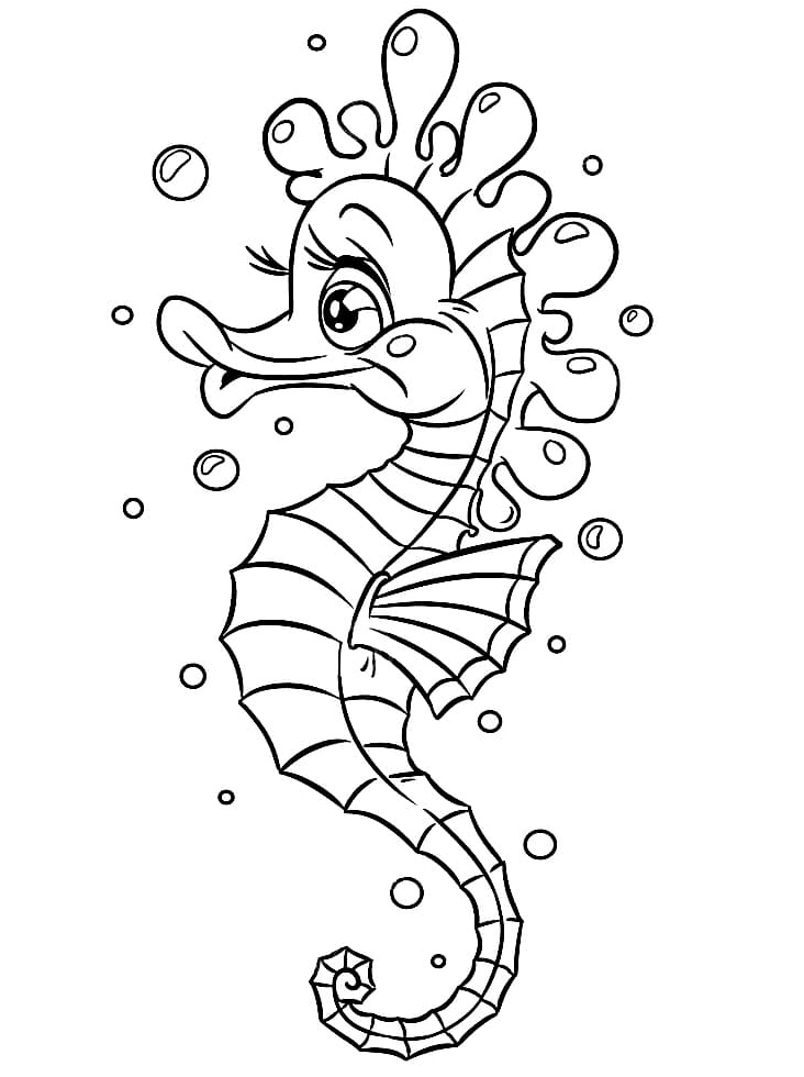 An Exquisite Seahorse Coloring Page