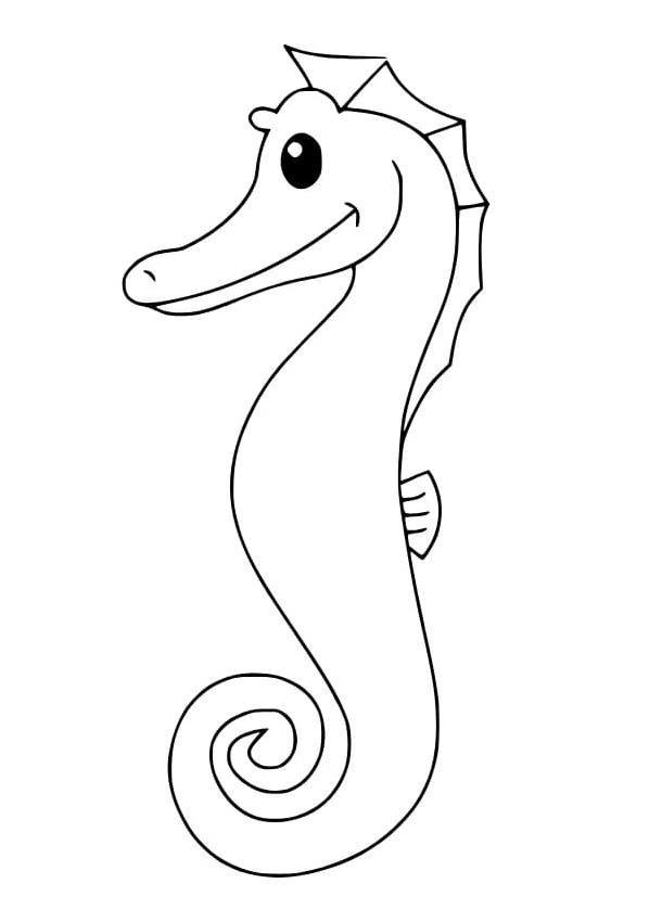 Seahorse Simple Design Coloring Page