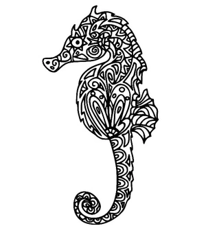 Seahorse Zentangle design Coloring Page