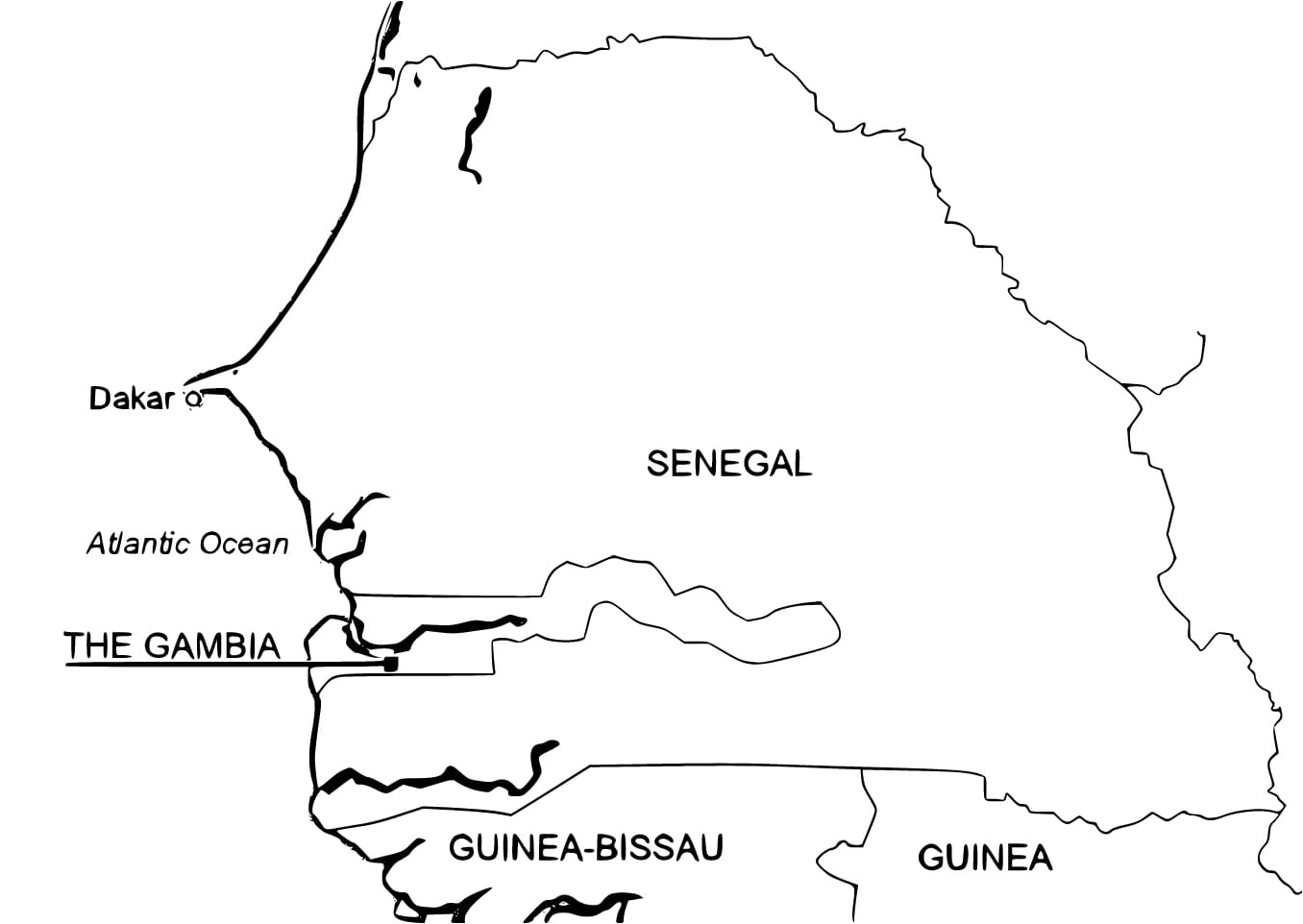 Coloring Page of Senegal Map Coloring Page