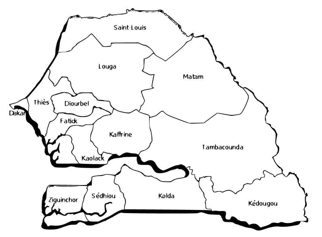 Senegal Map Coloring Page