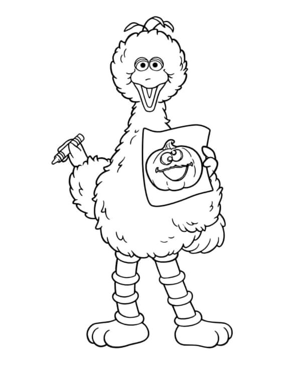Coloring Page: Giant Bird Carrying a Pumpkin Coloring Page