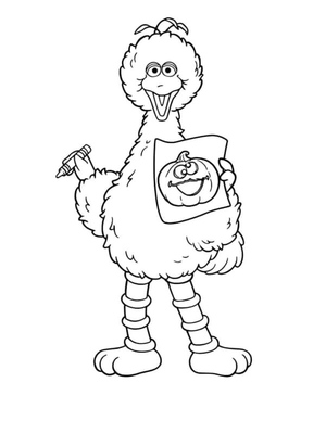 Coloring Page: Giant Bird Carrying a Pumpkin