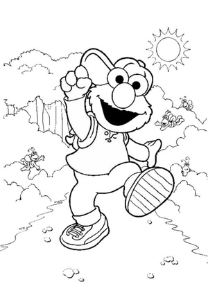 Elmo on a Mountain Hike