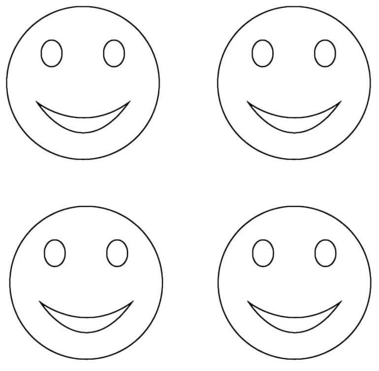 Four Happy Faces Coloring Page