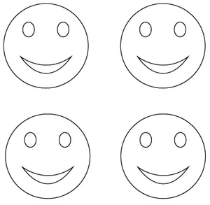 Four Happy Faces Coloring Page
