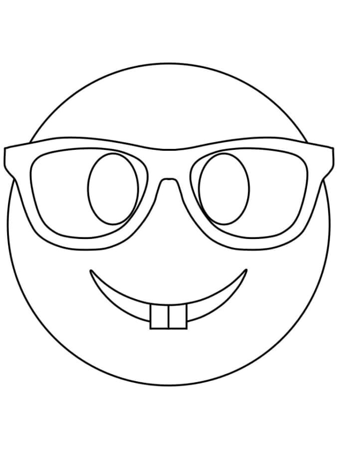 Happy Face Wearing Glasses Coloring Page