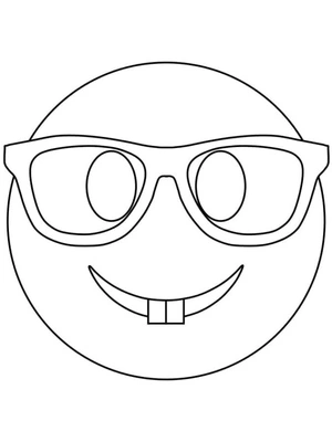 Happy Face Wearing Glasses Coloring Page