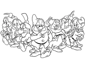 Adorable Seven Dwarfs Coloring Page
