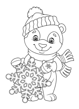 Adorable Bear with Snowflake